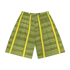 Men’s Sports Shorts - Yellow Stripes Green Base - Dipaliz