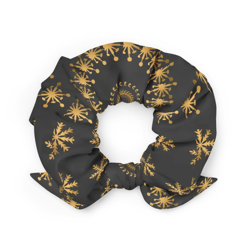 Turn Up the Glam with Golden Snowflake Scrunchie - Hair Accessory