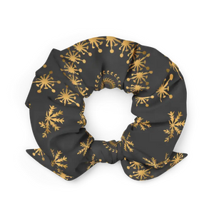 Golden Snow Flakes Scrunchie - Sparkle Hair Tie - Dipaliz - Ponytail Holders