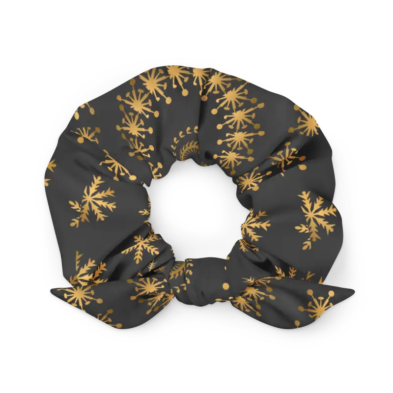 Turn Up the Glam with Golden Snowflake Scrunchie - Hair Accessory