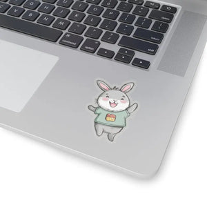 Kiss Cut Stickers - Joyful Bunny Design - Dipaliz - 3’’ × / Transparent - Decorative
