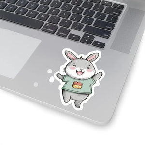 Kiss Cut Stickers - Joyful Bunny Design - Dipaliz - 4’’ × / White - Decorative