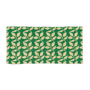 Home Decor - Leaves Beach Towel - Vibrant Tropical Cotton Loop Backing - Dipaliz 30’’ × 60’’