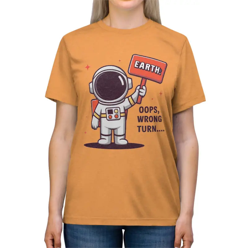 Get Lost in Style with Cosmic Mishaps Astronaut Tee! - Orange Triblend / s T-shirt