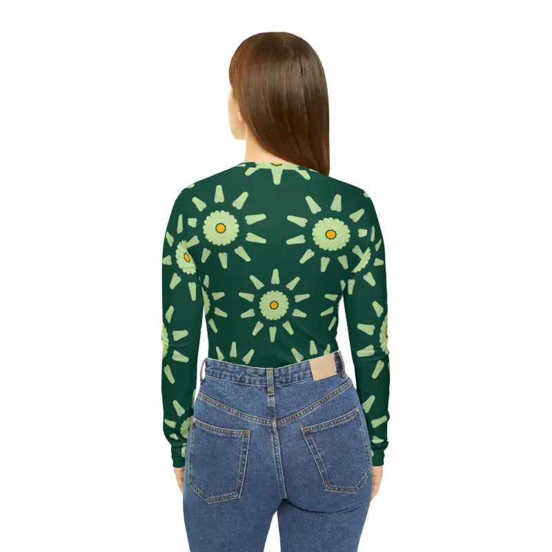 Turn Heads in an Emerald Long Sleeve V-neck Tee - Shirts