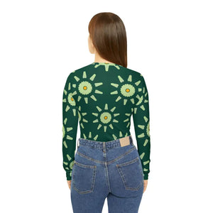 Women’s Long Sleeve Tee Light Green Pattern v Neck - Dipaliz - T-shirts