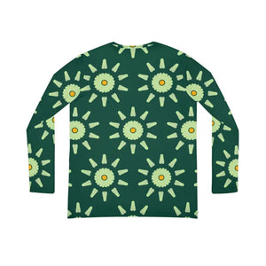 Women’s Long Sleeve Tee Light Green Pattern v Neck - Dipaliz - T-shirts