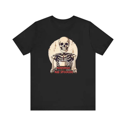 Unisex Jersey Tee: Spooky Mornings with Skeleton Print - T-shirt