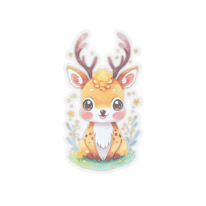 Elevate your Space with Cute Deer Kiss-cut Stickers - 3’’ × / Transparent Paper Products