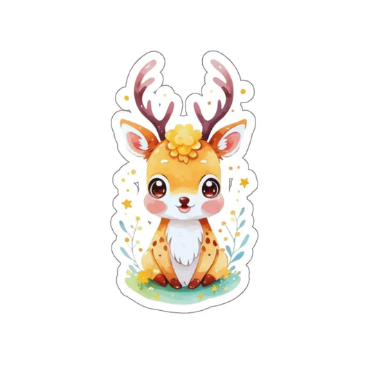 Elevate your Space with Cute Deer Kiss-cut Stickers - 6’’ × / White Paper Products