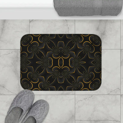 Transform your Bathroom with Golden Abstract Bath Mat Flair! - Home Decor