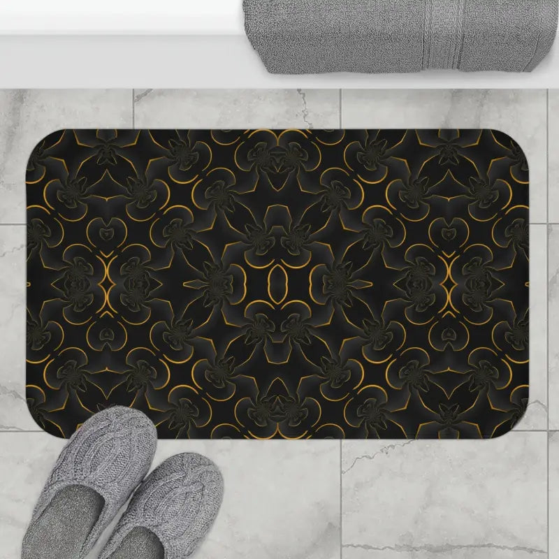 Transform your Bathroom with Golden Abstract Bath Mat Flair! - Home Decor