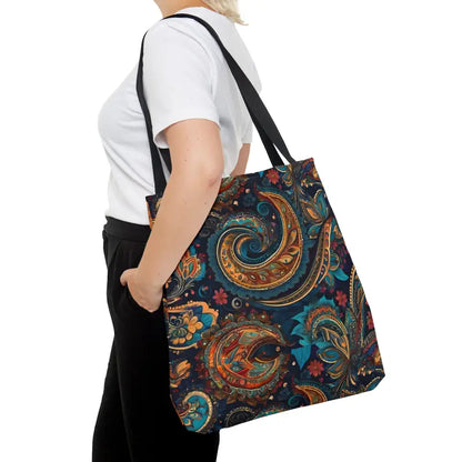 Get Chic with our Paisley Pattern Polyester Tote Bag - Large Bags