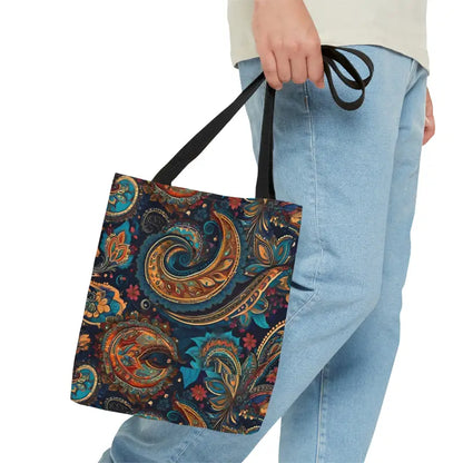 Get Chic with our Paisley Pattern Polyester Tote Bag - Small Bags