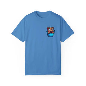 Bear in a Pocket Tee - Comfy Cotton Women’s Fashion Top - Dipaliz - Royal Caribe / s - T-shirts