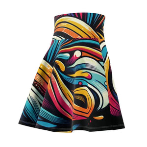 Vibrant Brushstrokes Skater Skirt - Colorful Flared Style - Dipaliz - Skirts