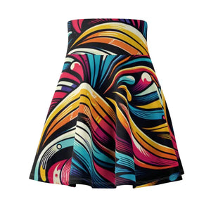 Vibrant Brushstrokes Skater Skirt - Colorful Flared Style - Dipaliz - Skirts