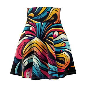 Vibrant Brushstrokes Skater Skirt - Colorful Flared Style - Dipaliz - Skirts