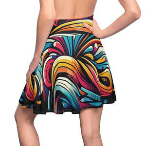 Vibrant Brushstrokes Skater Skirt - Colorful Flared Style - Dipaliz - Skirts