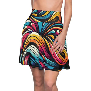Vibrant Brushstrokes Skater Skirt - Colorful Flared Style - Dipaliz - Xl / 4 Oz. - Skirts