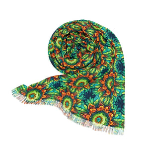 Green Lightweight Scarf - Vibrant Women’s Fashion - Dipaliz - 27’’ × 73’’ - Scarves & Shawls