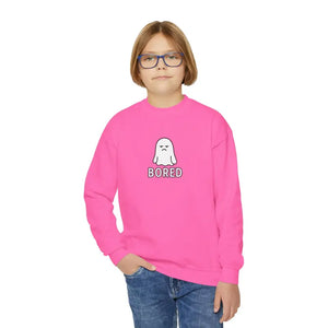 Youth Crewneck Sweatshirt - Cute Bored Ghost Fleece Interior - Dipaliz - Sweatshirts