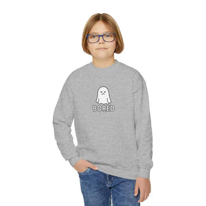 Youth Crewneck Sweatshirt - Cute Bored Ghost Fleece Interior - Dipaliz - Sweatshirts