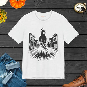 Scary Ghost Halloween Tee Jersey Short Sleeve Spooky Style - Dipaliz - Ash / s - T-shirts