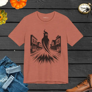 Scary Ghost Halloween Tee Jersey Short Sleeve Spooky Style - Dipaliz - Heather Clay / s - T-shirts
