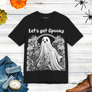 Jersey Short Sleeve Tee - Spooky Ghost Halloween Unisex - Dipaliz - Black / s - T-shirts