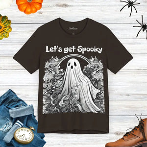 Jersey Short Sleeve Tee - Spooky Ghost Halloween Unisex - Dipaliz - Brown / s - T-shirts