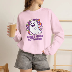 Ghost Mode Activated Sweatshirt, Cute Halloween Crewneck - Sweatshirts