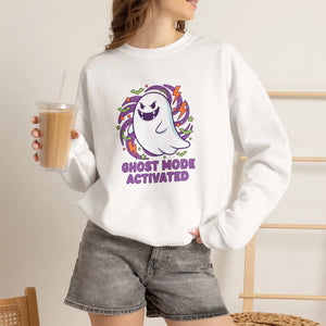Ghost Mode Activated Sweatshirt, Cute Halloween Crewneck - Sweatshirts