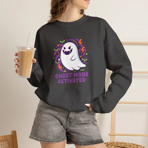 Ghost Mode Activated Sweatshirt, Cute Halloween Crewneck - Sweatshirts