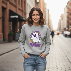 Ghost Mode Activated Sweatshirt — Cute Halloween Ghost Crewneck