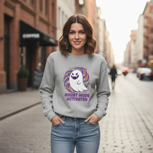 Ghost Mode Activated Sweatshirt, Cute Halloween Crewneck - Sweatshirts - m
