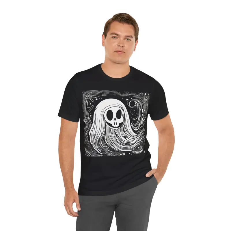 Ghostly Chic: the Spookiest Jersey Short Sleeve Tee! - Black / s T-shirt