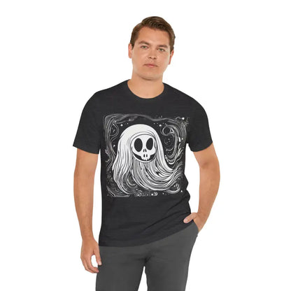 Ghostly Chic: the Spookiest Jersey Short Sleeve Tee! - Dark Grey Heather / s T-shirt