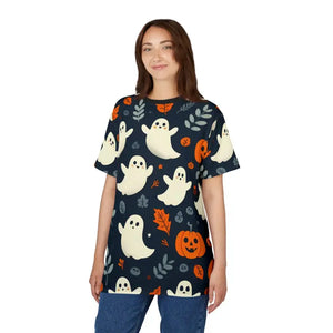 Ghosts & Pumpkins Unisex Halloween Spirit Tee - Dipaliz - Black Stitching / 4 Oz. / s - T-shirts