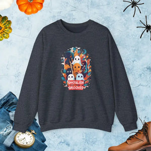 Ghosts Playing Guitar Crewneck Sweatshirt - Ghoulish Grooves - Dipaliz - Heather Sport Dark Navy / s - Sweatshirts