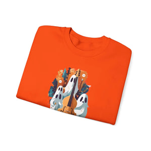 Cozy Ghosts Playing Guitar Sweatshirt - Ghoulish Grooves - Dipaliz - Sweatshirts