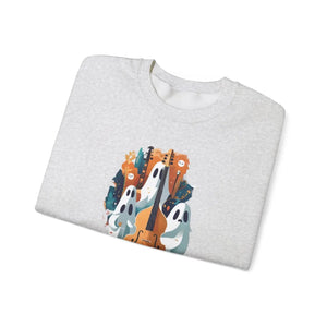 Cozy Ghosts Playing Guitar Sweatshirt - Ghoulish Grooves - Dipaliz - Sweatshirts
