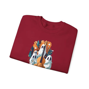 Cozy Ghosts Playing Guitar Sweatshirt - Ghoulish Grooves - Dipaliz - Sweatshirts