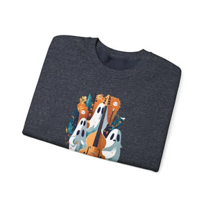 Cozy Ghosts Playing Guitar Sweatshirt - Ghoulish Grooves - Dipaliz - Sweatshirts
