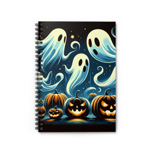 Spooky Ghosts and Pumpkins Notebook - Durable Printed Cover - Dipaliz - Notebooks & Notepads