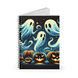 Spooky Ghosts and Pumpkins Notebook - Durable Printed Cover - Dipaliz - Notebooks & Notepads