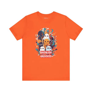 T-shirt - Groovy Ghosts Playing Music Halloween Tee - Dipaliz Orange / s