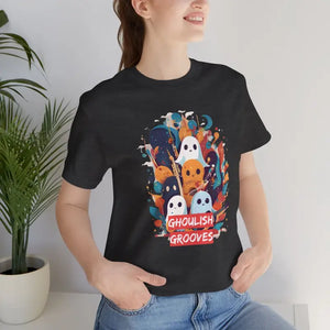 T-shirt - Groovy Ghosts Playing Music Halloween Tee - Dipaliz