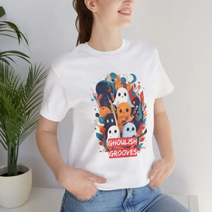 T-shirt - Groovy Ghosts Playing Music Halloween Tee - Dipaliz