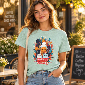DipaliZ Ghoulish Grooves Unisex Tee Halloween Fun Cotton